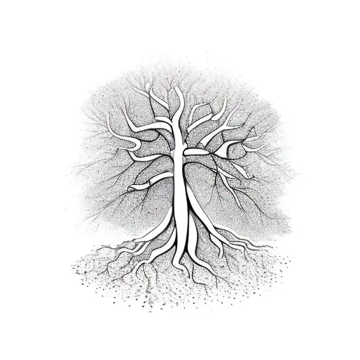 Autumn Rooted Tree With Strange Fruits