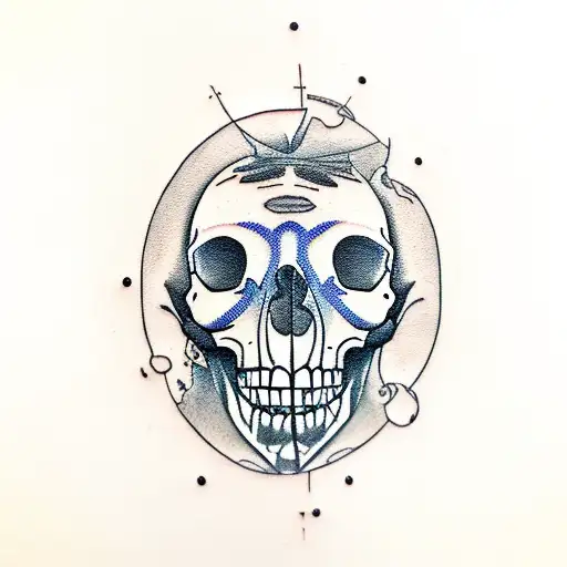 Anxiety And Depression Themed Tattoo Incorporating A Skull