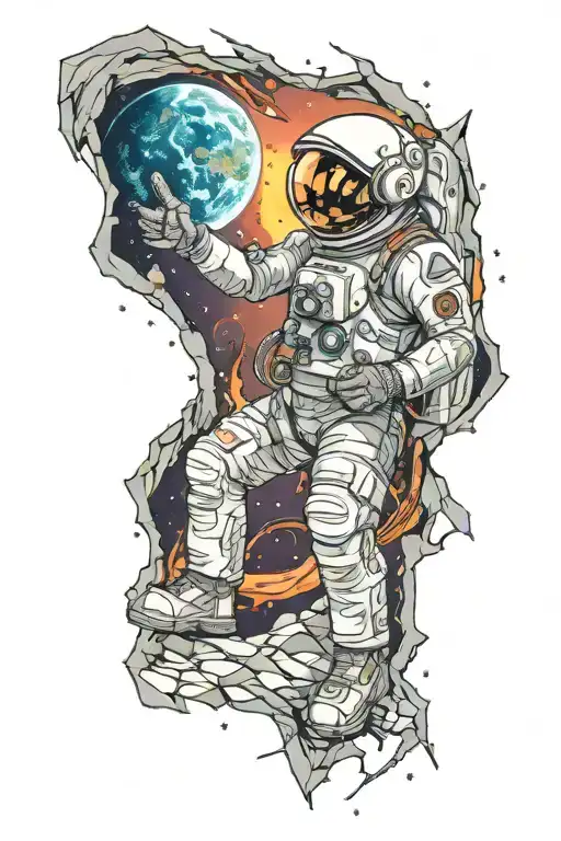 Astronaut Looking At Broken Portal Radiating Darkness