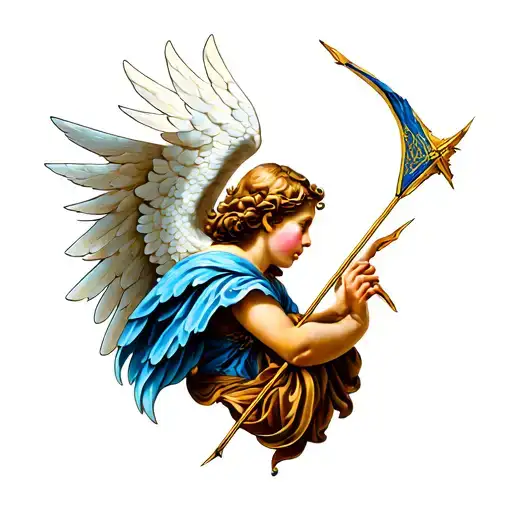 Angel Shoots Arrow And Signs