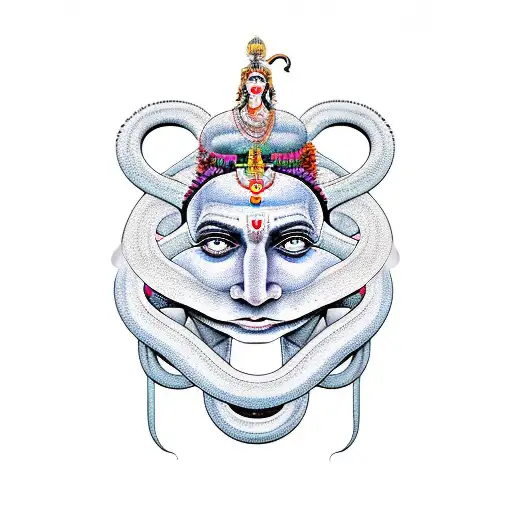 Long Snake Covering Arms And A Shiva