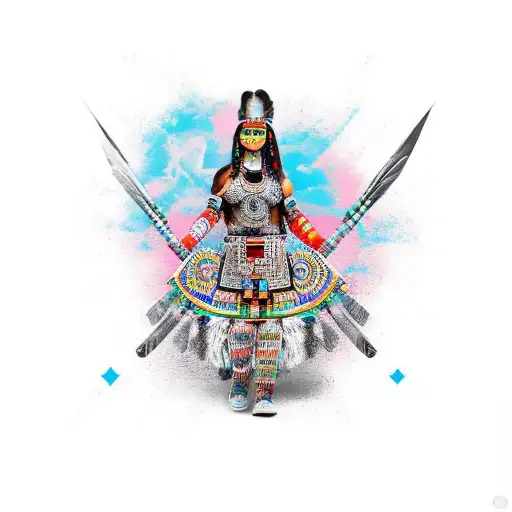 Aztec Teenage Female Warrior Full Bodysleeve