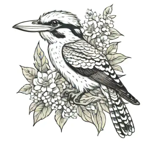 Kookaburra And A Wattle Flower