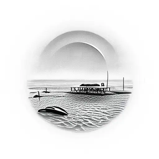 Circle With A Sunset Beach In It