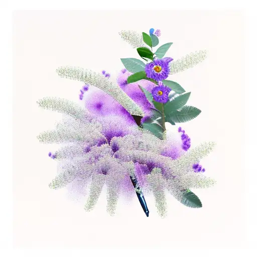 Violet And Mimosa Flowers With Grandma Writing Next To The Flowers