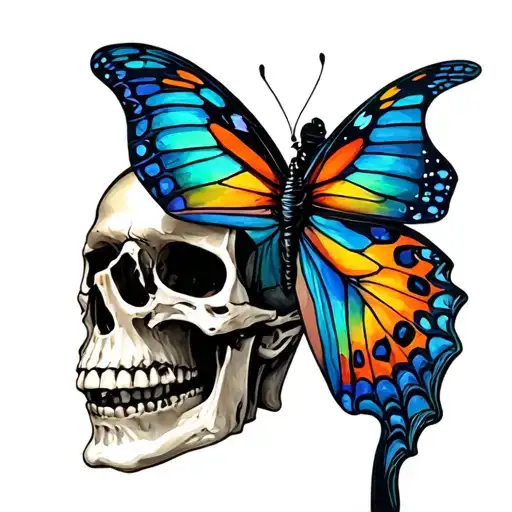 Skeleton And Butterfly Emerging