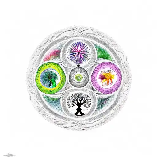 Tree Of Life With Yin Yang And Myth Of Sissyphus