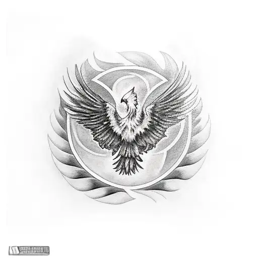 Realistic Black And White Phoenix Tattoo Sleeve