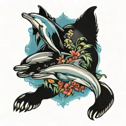 Dog And Dolphins Forming Virgo Sign