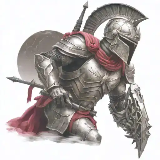 Spartan In Full Armor Stranded On Alien Planet With Roses