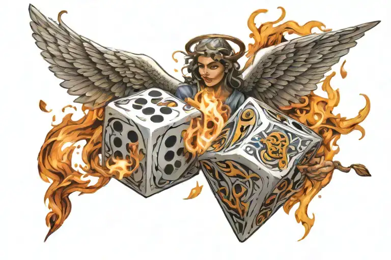Angel Dice Rolling And Fire Flames