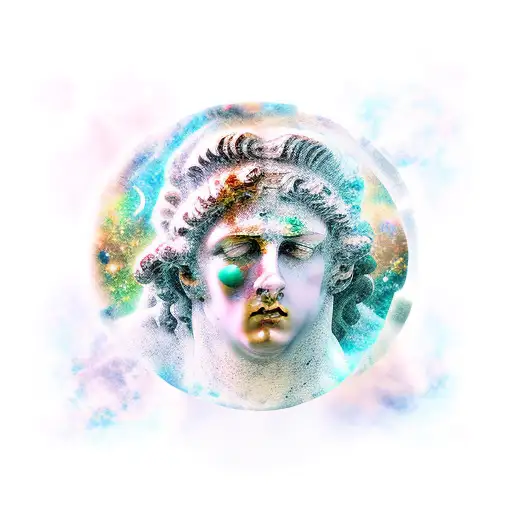 Roman Statue Mythology Galaxy Underneath