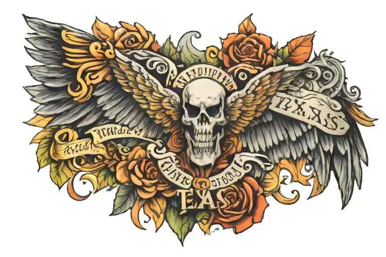 Texas Lettering Under Wings