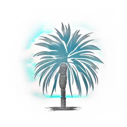 Palmtree With Water And Building