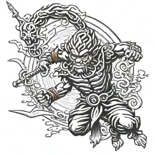 Sun Wukong Realistic Style In Battle