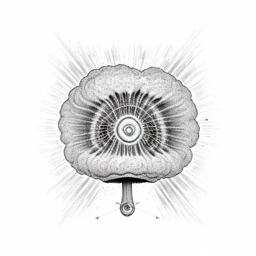 Mushroom Cloud From Nuclear Explosion With Dna Helix Incorporated Into The Base Of It