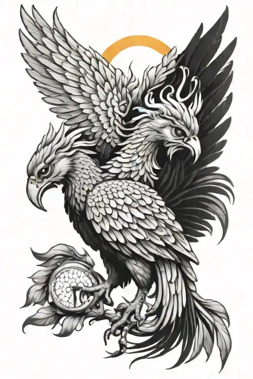 Asian Oriental Phoenix With Greek Mythology Shoulder Biceps