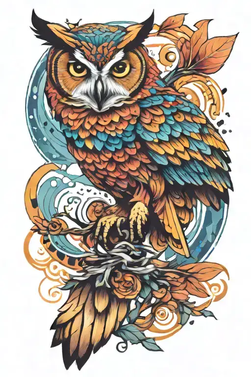 Colorful Owl Flying