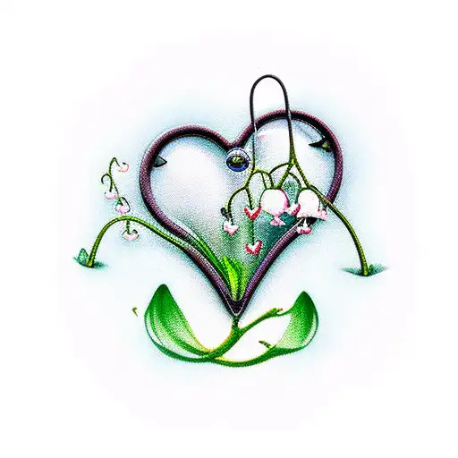 A Heart Made Out Of A Fishing Pole And The Other Side A Lily Of The Valley Flowe