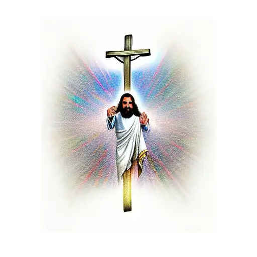 Jesus Holding Cross With Quote Below