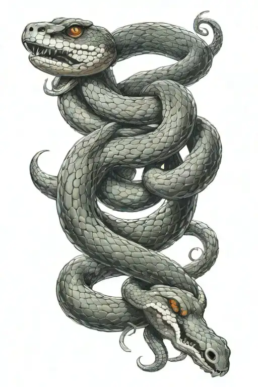 Snake Coiled Around Moon Shining
