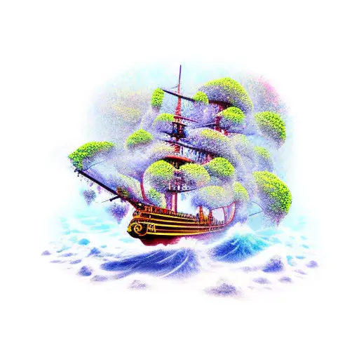 Pirate Ship With Blossoms On It