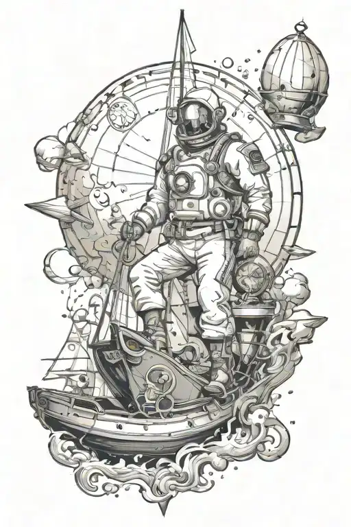 Seaman Sailing On A Space