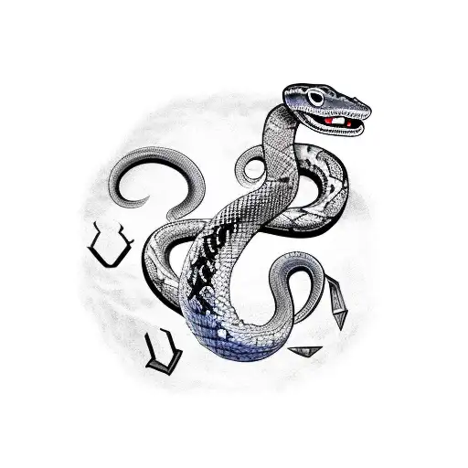 A Detailed Snake Intertwined With Symbols Of The Zodiac Signs