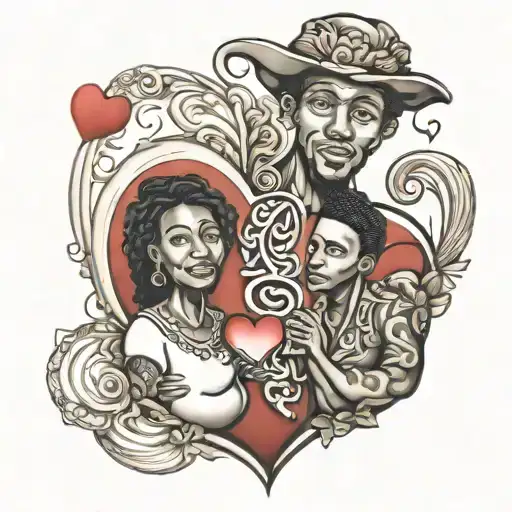 Mom Dad Son Haitian Love Heart