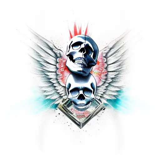 Skull Wings Carpe Diem Momento Mori Text