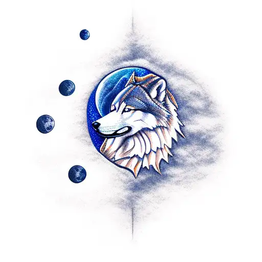 Moon With A Wolf