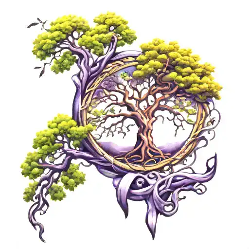 Tree Of Life And Purple Ribbon