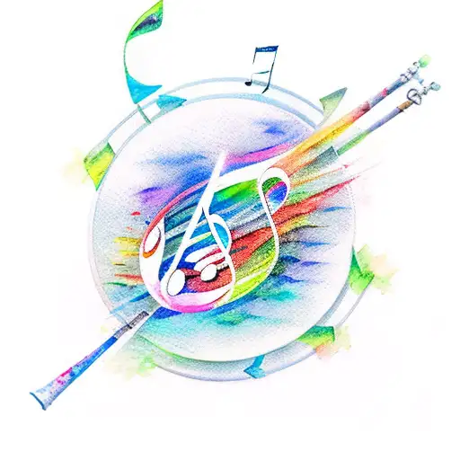 Music Staff With Water Color Background