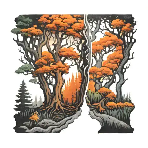 Negative Space Forest On Forearm