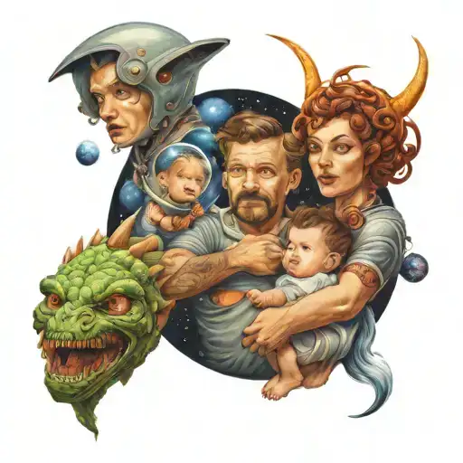 Space And Mom Dad And Son