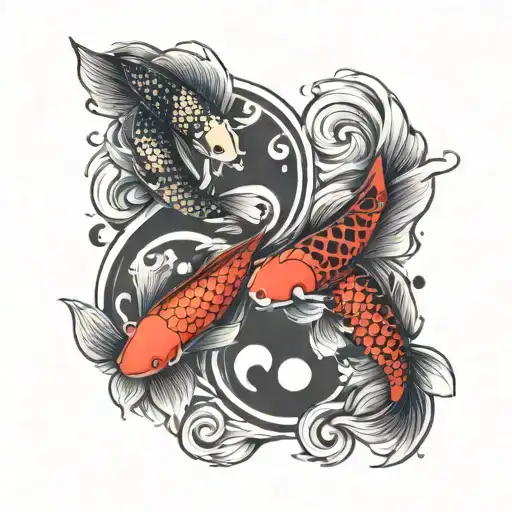 Koi Fish In Ying Yang Symbol