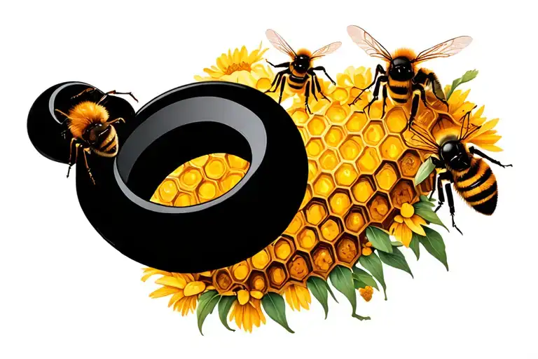 Simple Apiary Black Rings Around Arm Geometric Hive Pattern Incorporating Bees