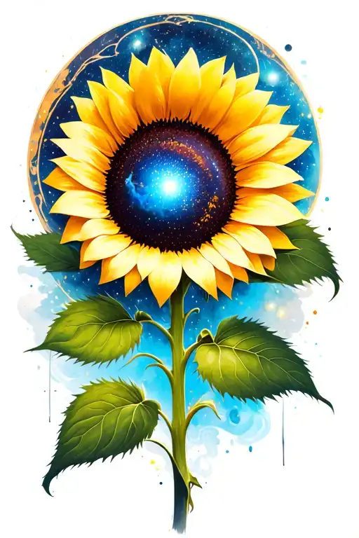 Sunflower With A Deep Space Theme