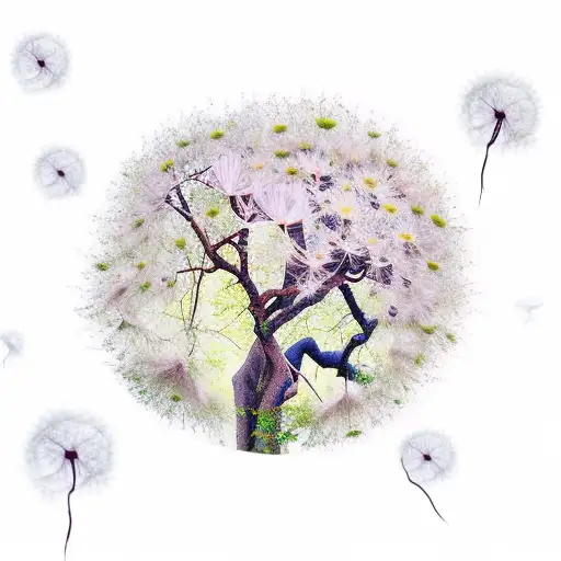 Magnolia Tree With Swing And Dandelions