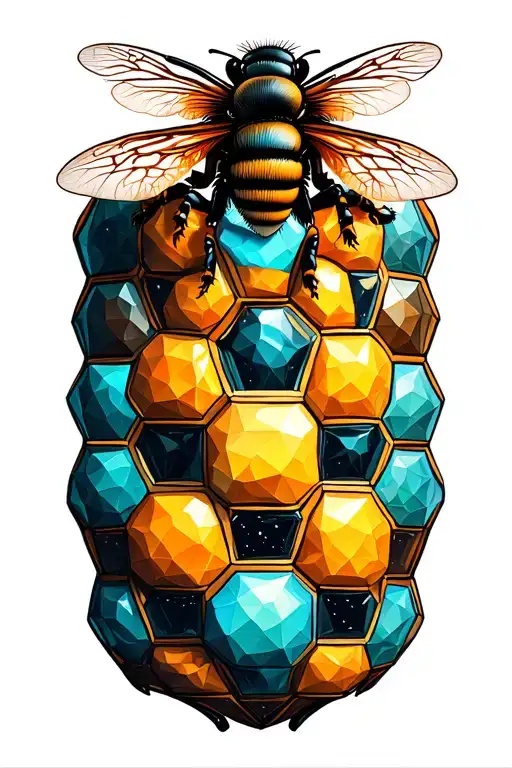 Apiary Bees Geometric Hive Pattern