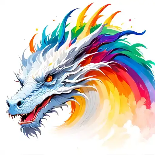 White Dragon Rainbow Background With Earth Themes