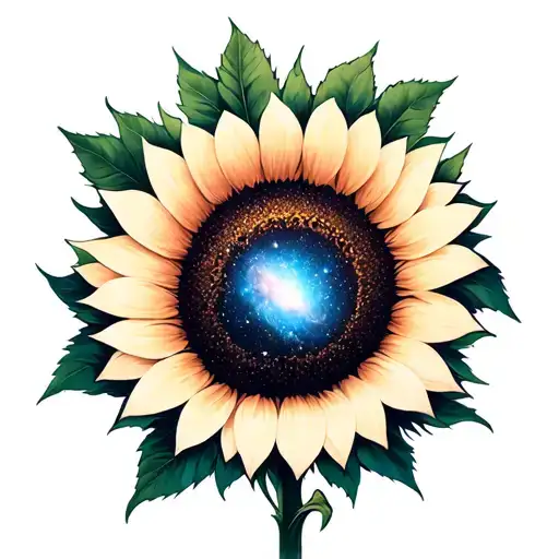 Sunflower With A Deep Space Theme