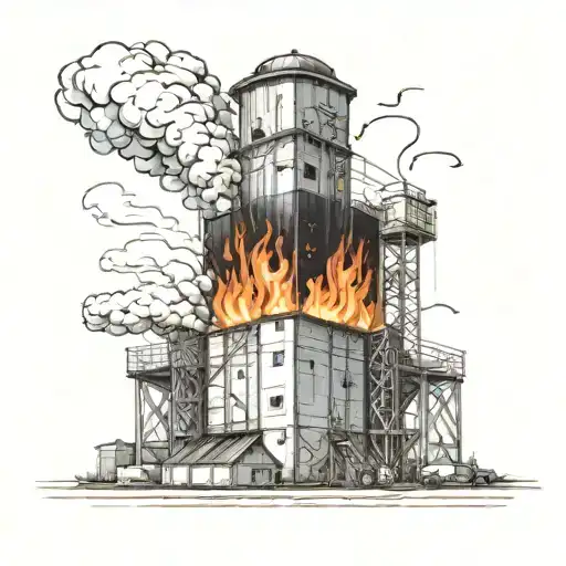 Grain Elevator On Fire