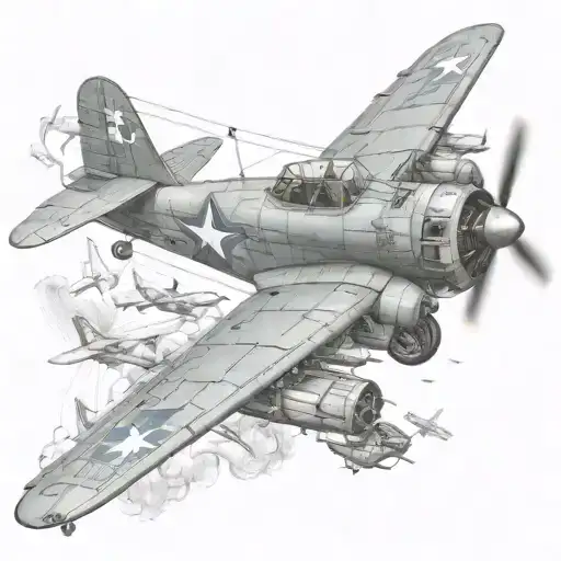 World War 2 Battleship Fighting Airplane With Paratroopers