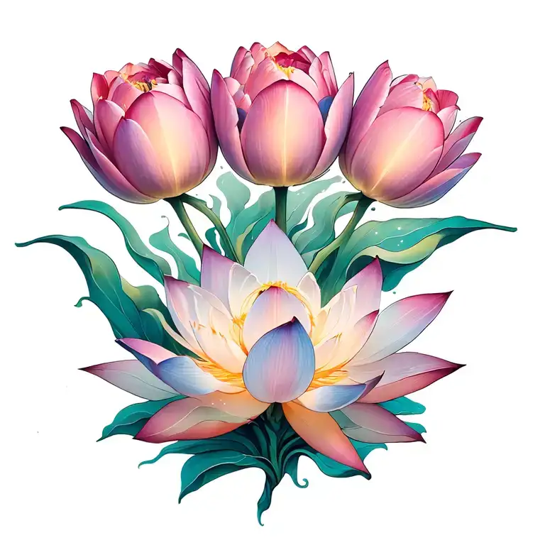 Celestial Tulips And Lotus Flower