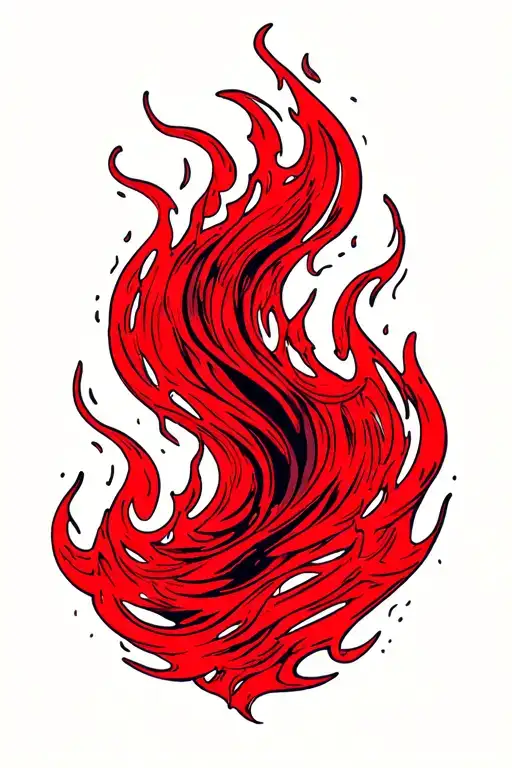 Red Minimal Line Art Flame With A Slightly Offset Duplicate