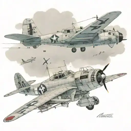 World War 2 Battleship Fighting Airplane With Paratroopers