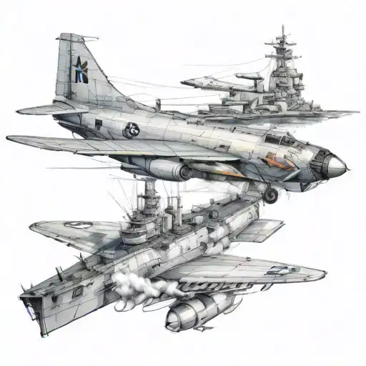 World War 2 Battleship Fighting With Airplane