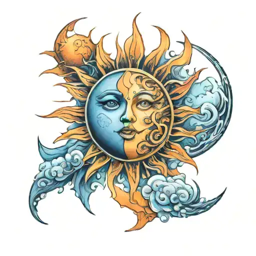 Sun And Moon Blue And Orange