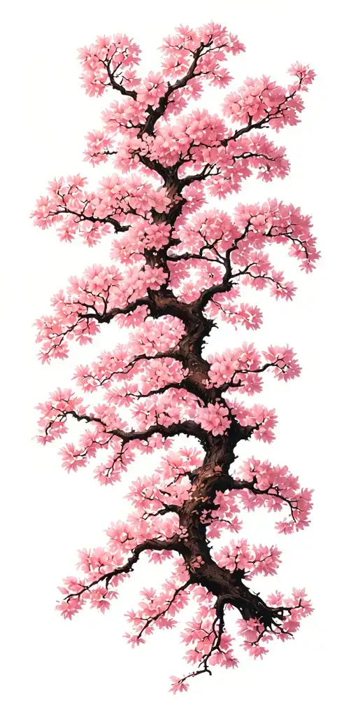 Cherry Blossom Tree Branch Intertwining Like Vines